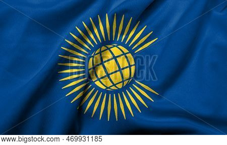 Realistic 3d Flag Of Commonwealth Of Nations With Satin Fabric Texture