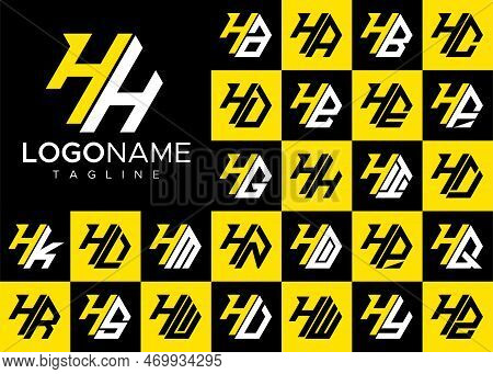 Set Of Hexagon H Letter Logo Design. Modern Letter H Logo Template Bundle.