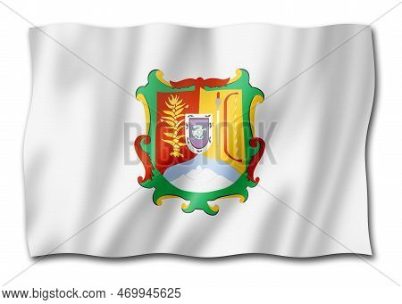 Nayarit State Flag, Mexico Waving Banner Collection. 3d Illustration