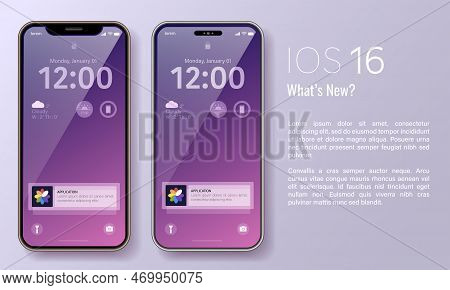 Odesa, Ukraine-january 25, 2023: High Quality Vector Two Smartphone Mockup Screens With New Ios 16 S