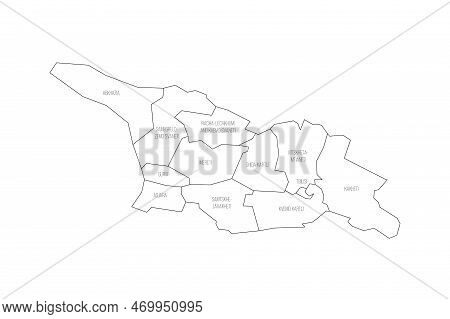 Georgia Political Map Of Administrative Divisions - Regions And Autonomous Republics Of Abkhasia And