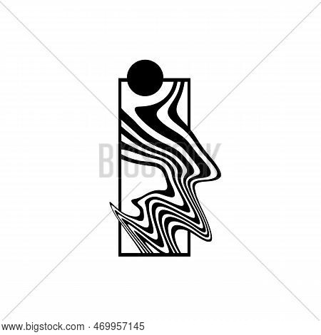 Hypnotic Optical Vector Illustration. Abstract Multidimensional Waves, Rectangle And A Circle.