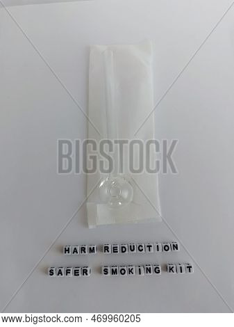 Harm Reduction Methamphetamine Glass Pipe Safer Smoking Kit On A White Background
