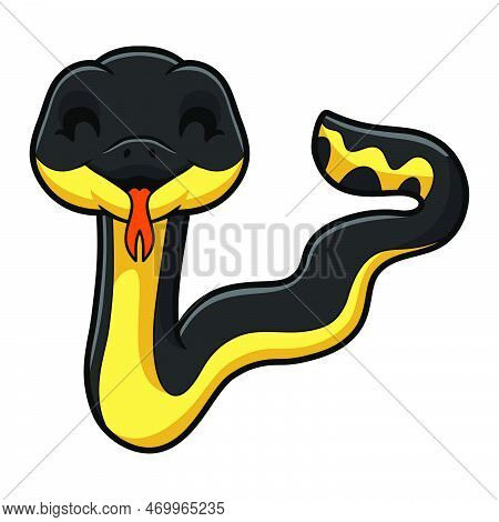 Vector Illustration Of Cute Yellow Bellied Sea Snake Cartoon