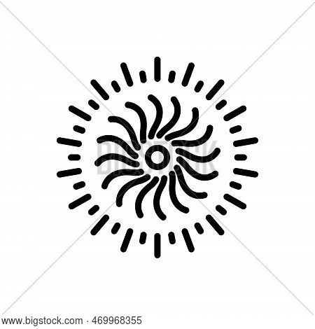 Black Line Icon For Twist Distort Bend Inflection Quirk Flexion Sun Sunshine Vortex