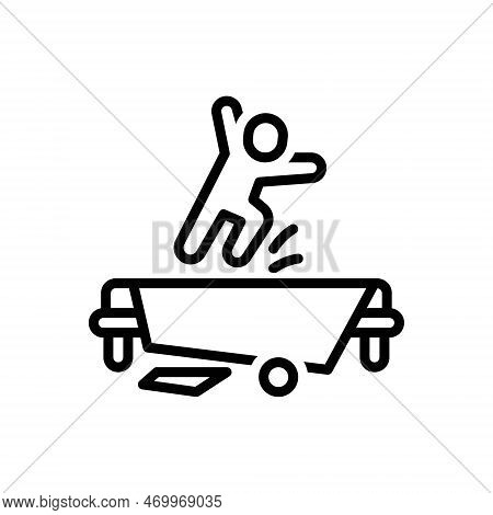 Black Line Icon For Naughty Impish Slick Elfish Kid Mischievous Jump