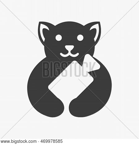 Dog Video Camera Logo Negative Space Concept Vector Template. Dog Holding Video Symbol
