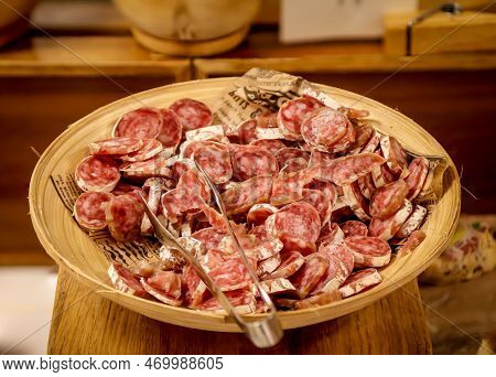 Many Bites With Cheese And Ham In A Tapas Bar.
