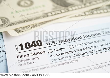 Tax Form 1040 U.s. Individual Income Tax Return, Business Finance Concept.
