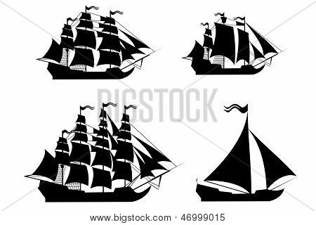 Vector ships set with separate editable elements.
