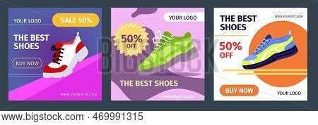Shoe Sell. Social Media Banner. Footwear Advertising Post. Layout For Store. Sneakers Discount. Fash