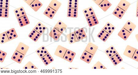 Domino Seamless Pattern. Casino Bone Signs. Numbers Strategy. Fun Stone Board. Toy Passion Gambling.