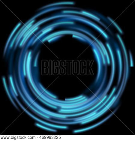 Blue Light Effects On Round Placeholder For Your Text On Dark Background. Eps 10 Vector File Include