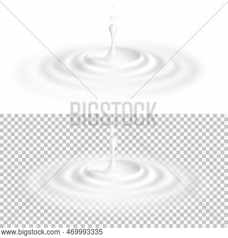 White Liquid Drop With Ripple Surface. Eps 10