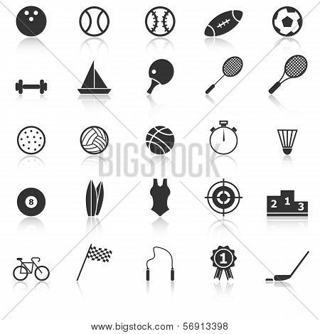 Sport Icons With Reflect On White Background