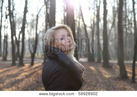 Attractive Lady Posing In Park.