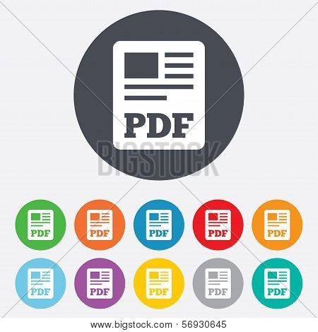 PDF file document icon. Download pdf button.