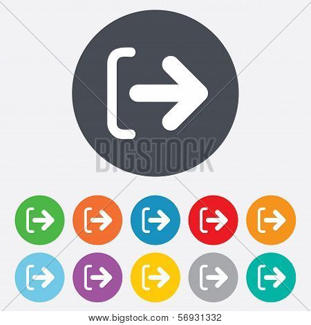 Logout sign icon. Log out symbol. Arrow.