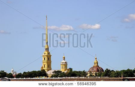 Saint Petersburg, Russia - July 09: Spire Of Petropavlovskaya Fortress On July 09, 2013 In St. Peter
