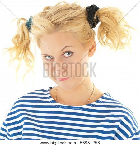 Woman with a funny look on her face smiles