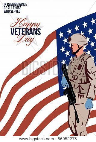 Modern American Veteran Soldier Greeting Card