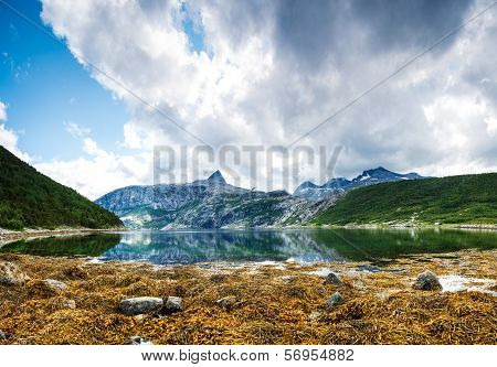 A Calm Fjord In Norway During A Lowtide
