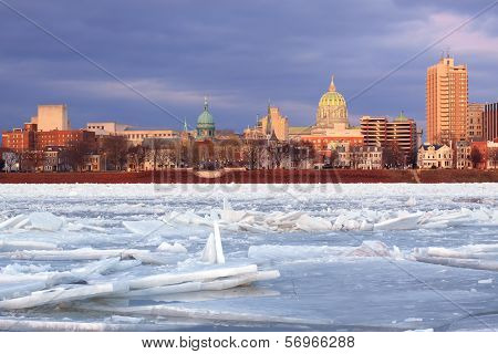 River Ice At Harrisburg