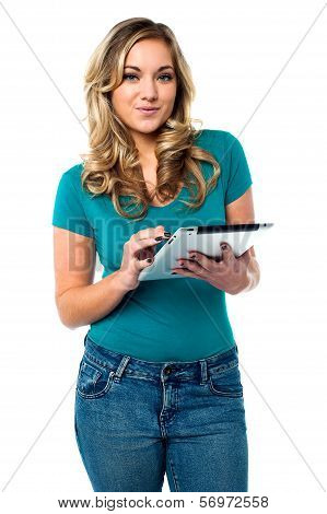 Teen Girl Using Tablet Pc