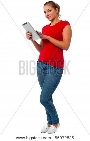 Young Female Using Tablet Pc
