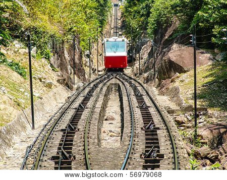 Red Rack Railway Climing Up The Hill
