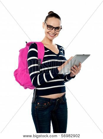 College Student Using Tablet Pc