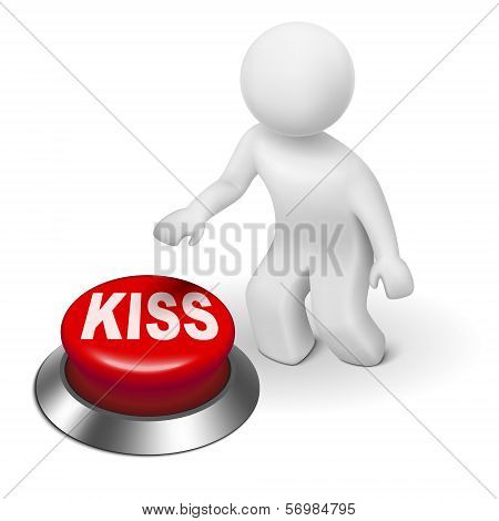 3D Man With Kiss ( Keep It Simple, Stupid) Button