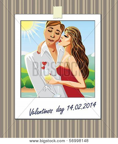 Lovers  Man And Woman Kissing.picture On The Wall.illustration