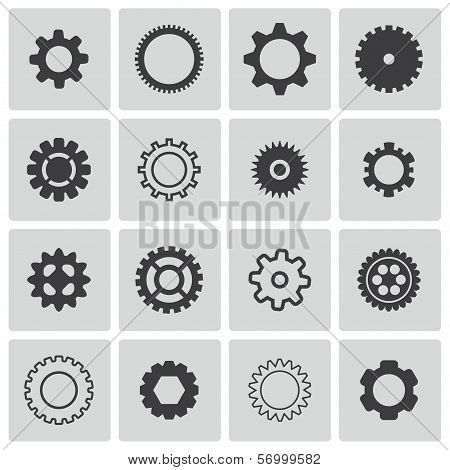Vector black  gears  icons set