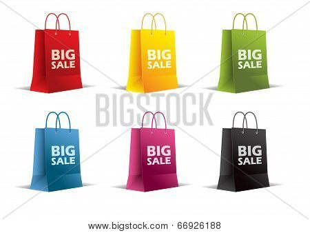 Paper bags on white. Vector. Isolated. Colored.