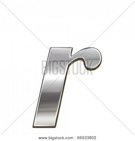 Chrome solid alphabet isolated on white - r lovercase letter