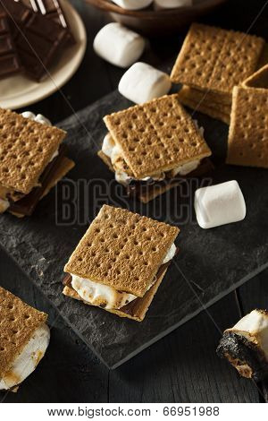 S'mores With Marshmallows Chocolate And Graham Crackers