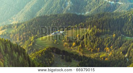 Nice cottage on the green hill.