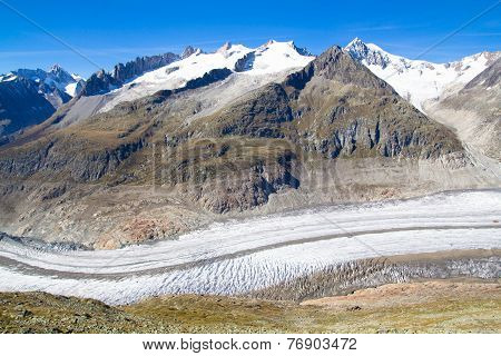 Aletsch Glacier In The Swiss Alps