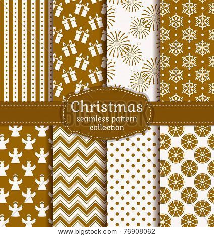 Christmas Seamless Patterns. Vector Set.