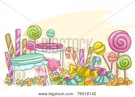 Sketchy Illustration Featuring Assorted Candies