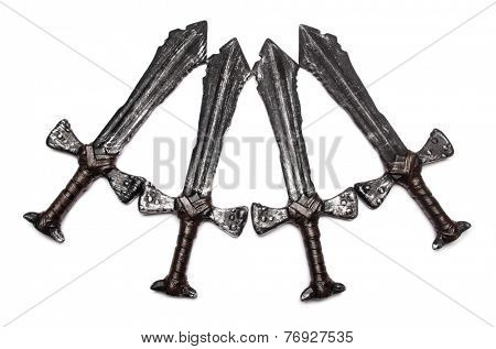 Medieaval swords isolated on the white