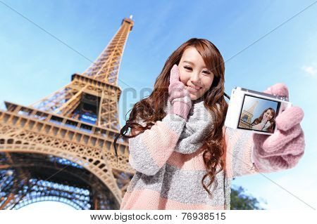 Happy Travel Woman In Paris