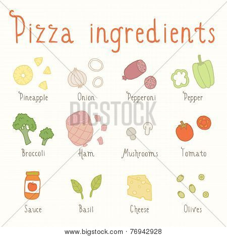 Hand drawn vector ingredients.
