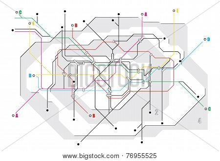 Subway Map, A Network Of Underground