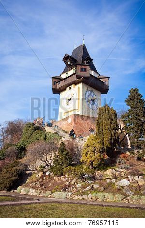 Uhrturm Old Clock Tower In Graz
