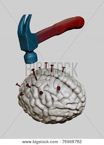 Hammer Drives Nails Into Human Brain