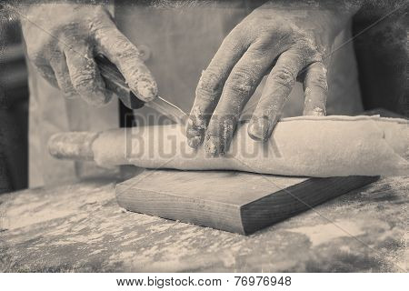 Making Noodles. Black And White