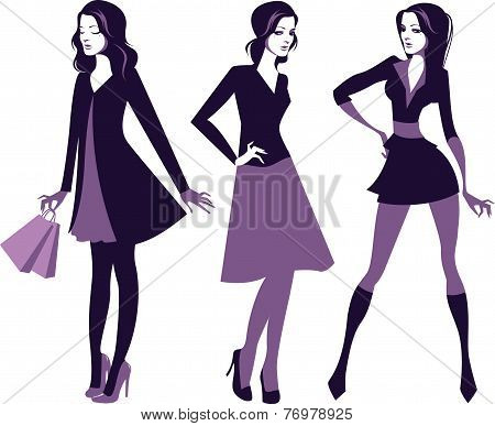 Fashion girls silhouettes
