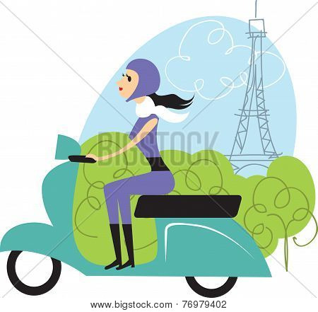 Scooter girl in Paris
